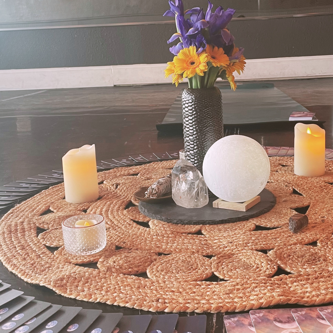 Heart centered women at a cosmic women's circle 